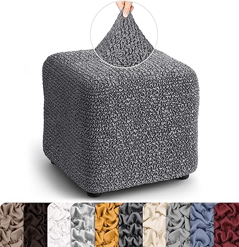 Miniatura 37 de PAULATO BY GA.I.CO. Funda para Otomana Pequeña Funda para Taburete Funda para Puf - Funda de Tela de Poliéster Suave - Protector de Muebles Elástico