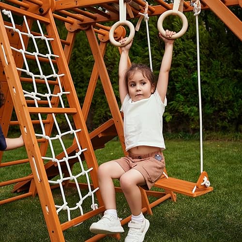 Miniatura 7 de Avenlur Juego pequeño 8 en 1 para interiores y exteriores, juego plegable de madera para niños para patio trasero, parque infantil para niños de 2 a