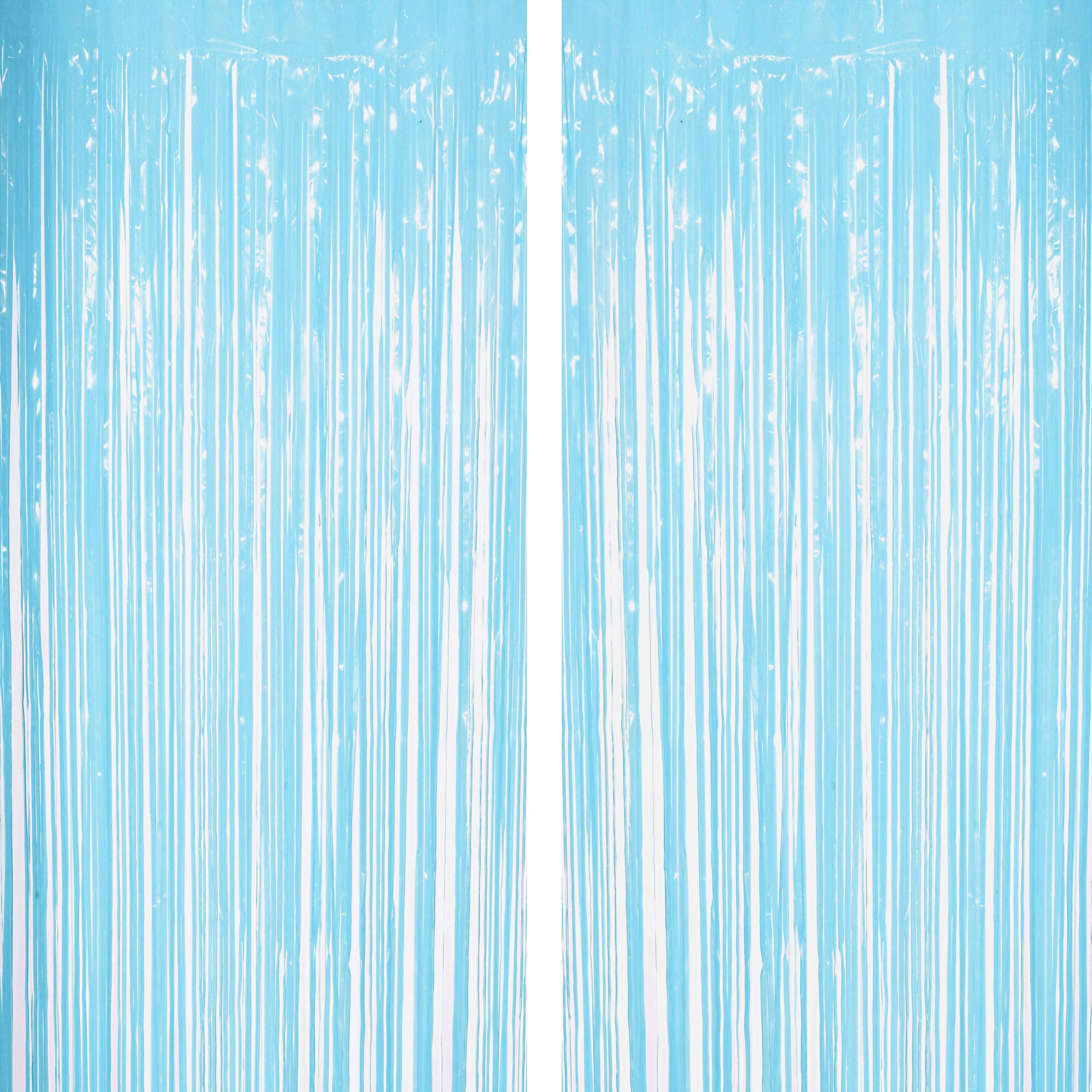 Blue Tinsel Foil Fringe Curtains Decorations - Under The Sea Pool 1st Birthday Party Baby Shower Photo Backdrops Props Decorations,2pc