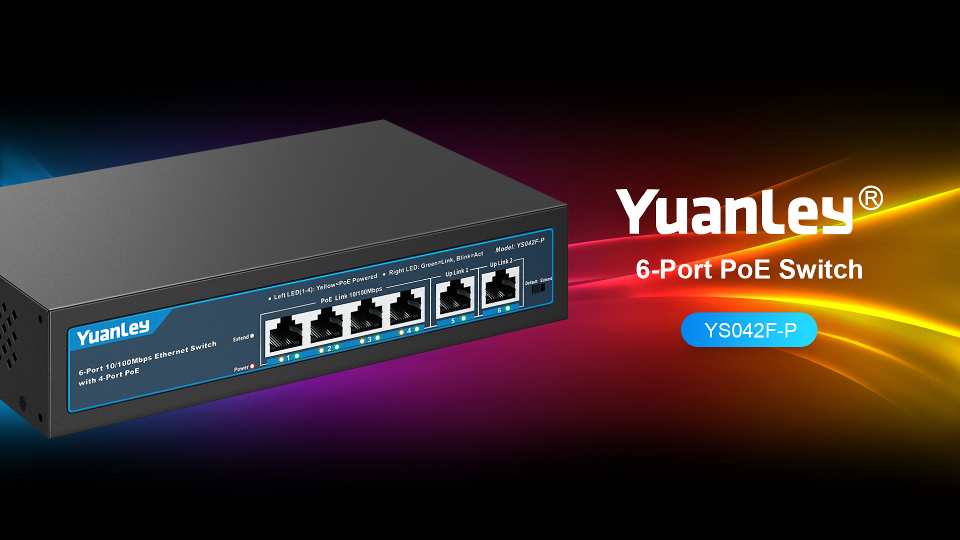 YuanLey 5 Port Gigabit PoE Switch with 4 Port PoE , 802.3af/at 78W de Potencia Incorporada, Sin Ventilador, Metal, Plug & Play No Administrado
