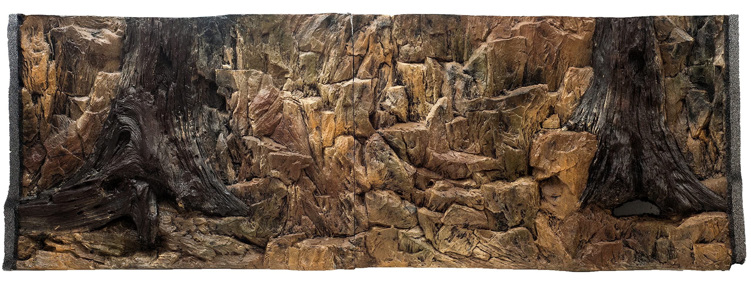 Fondo per Acquario 3D Corfù - Fondo per Acquario - Accessori per Acquario - Fondo - Decorazione per Acquario - 146x54 cm Due Pezzi all'acquario 150x60 cm - Colore Marrone - Acquario Grande