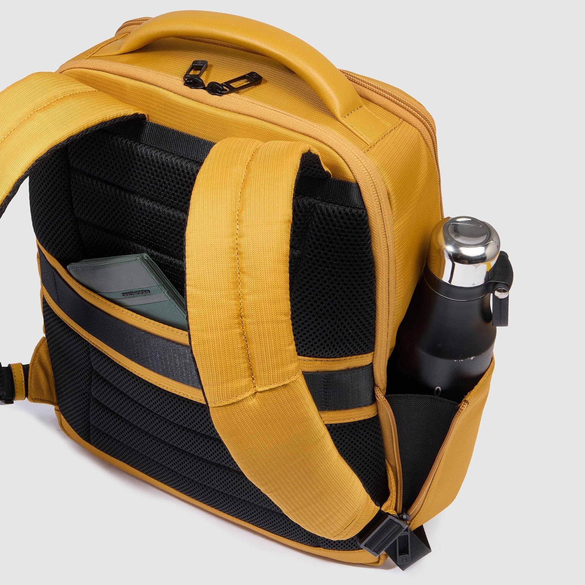 PIQUADRO – Zaino - Porta PC 14" - In Pelle e Tessuto Tecnico – Elegante e Funzionale – Uomo