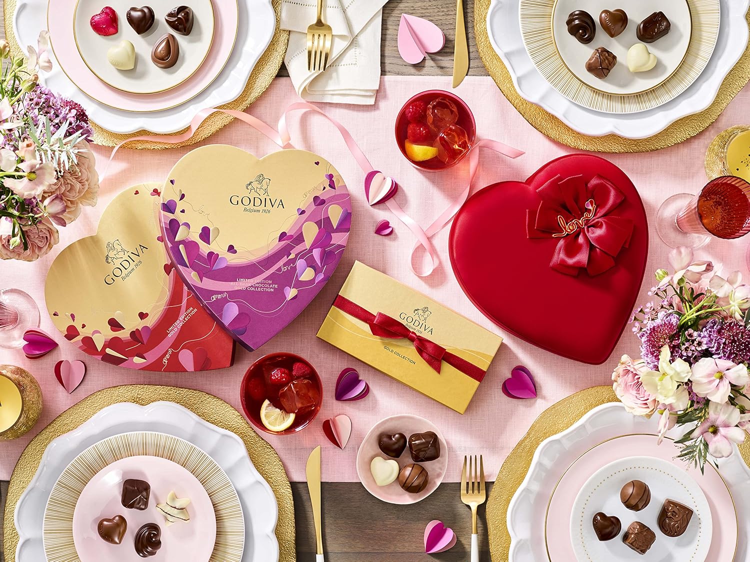Godiva Chocolatier Assorted Chocolate Gold Gift Box with Red Ribbon, 19 Pieces : Everything Else