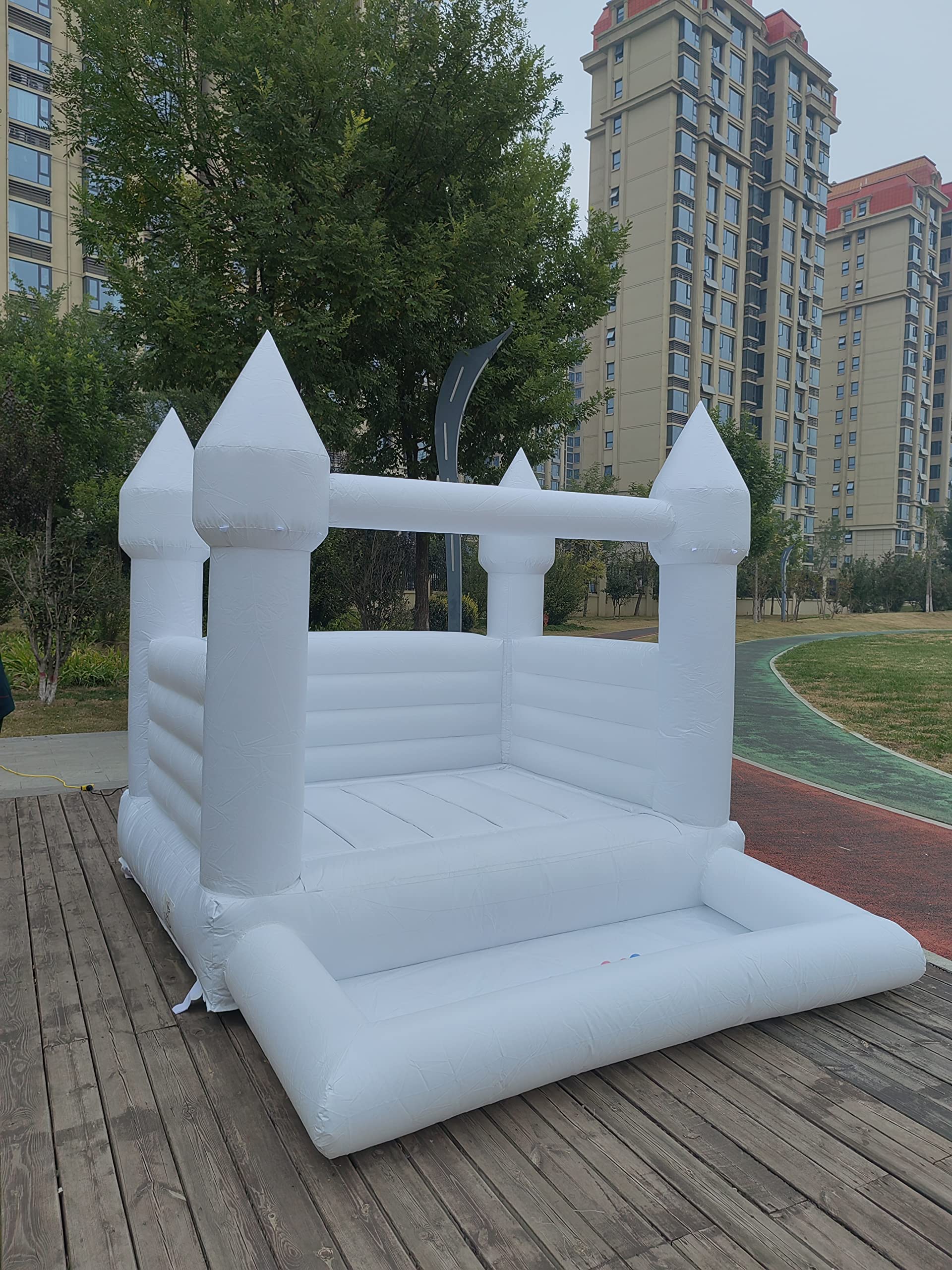 Commercial Grade White Inflatable Bounce House,Jumping Castle with Gray Blower,Kids Bouncer with Ball Pit