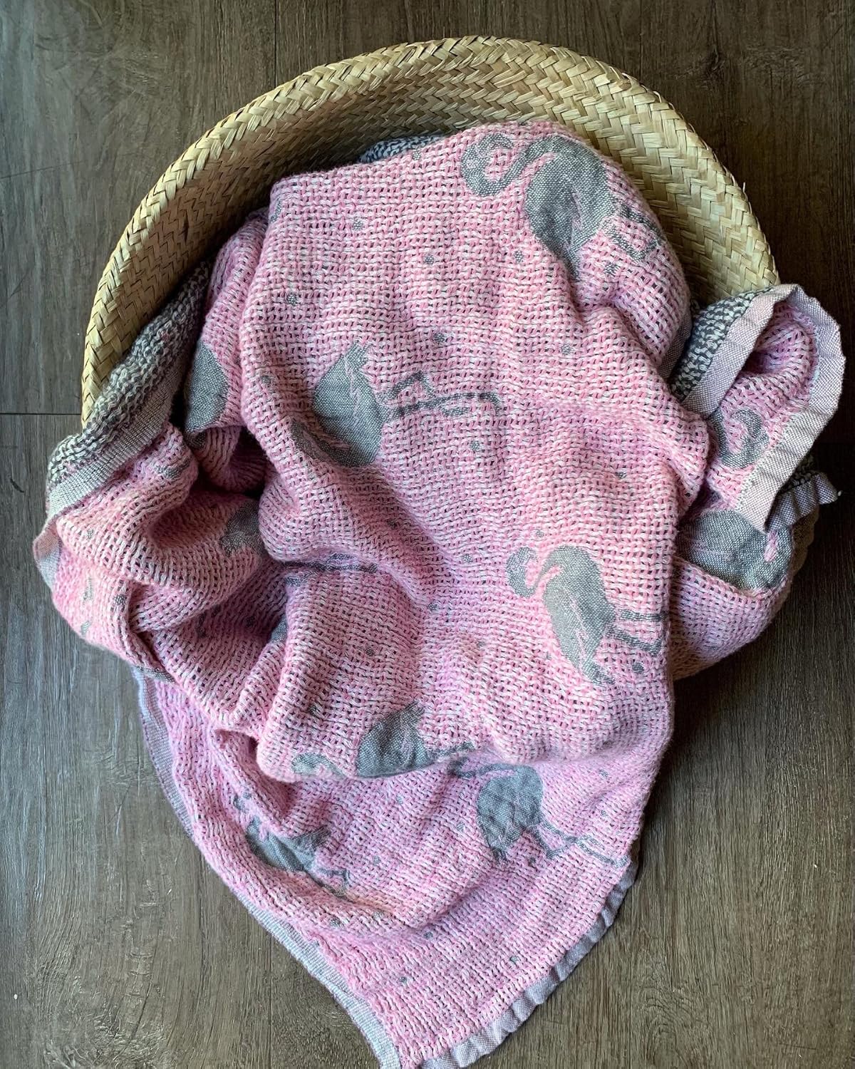 Leyl&Ari Toddler Crib Blanket | Woven Thermal Baby Stroller Blanket | Turkish Cotton Blaket for Boys & Girls (Flamingo)