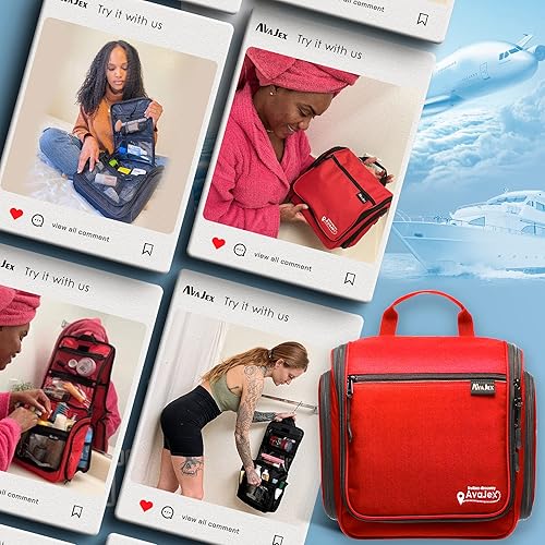 Miniatura 8 de AvaJex Travel Toiletry Bag for Men and Women - Large Hanging Toiletry Organizer - Waterproof Hygiene Bag with Metal XXL Swivel Hook, YKK Zippers and