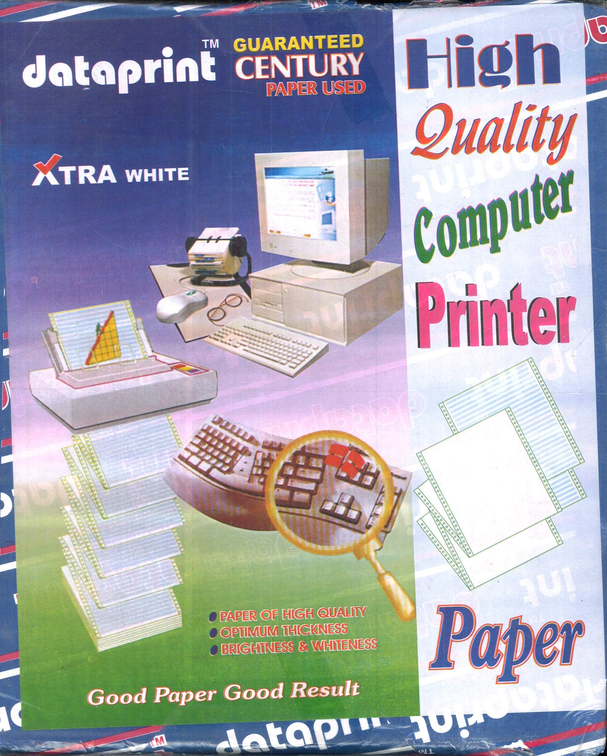 DATAPRINT DOTMATRIX Continuous Computer Paper Size 12'X10"X1 (801 BLK) 1000 Sheets