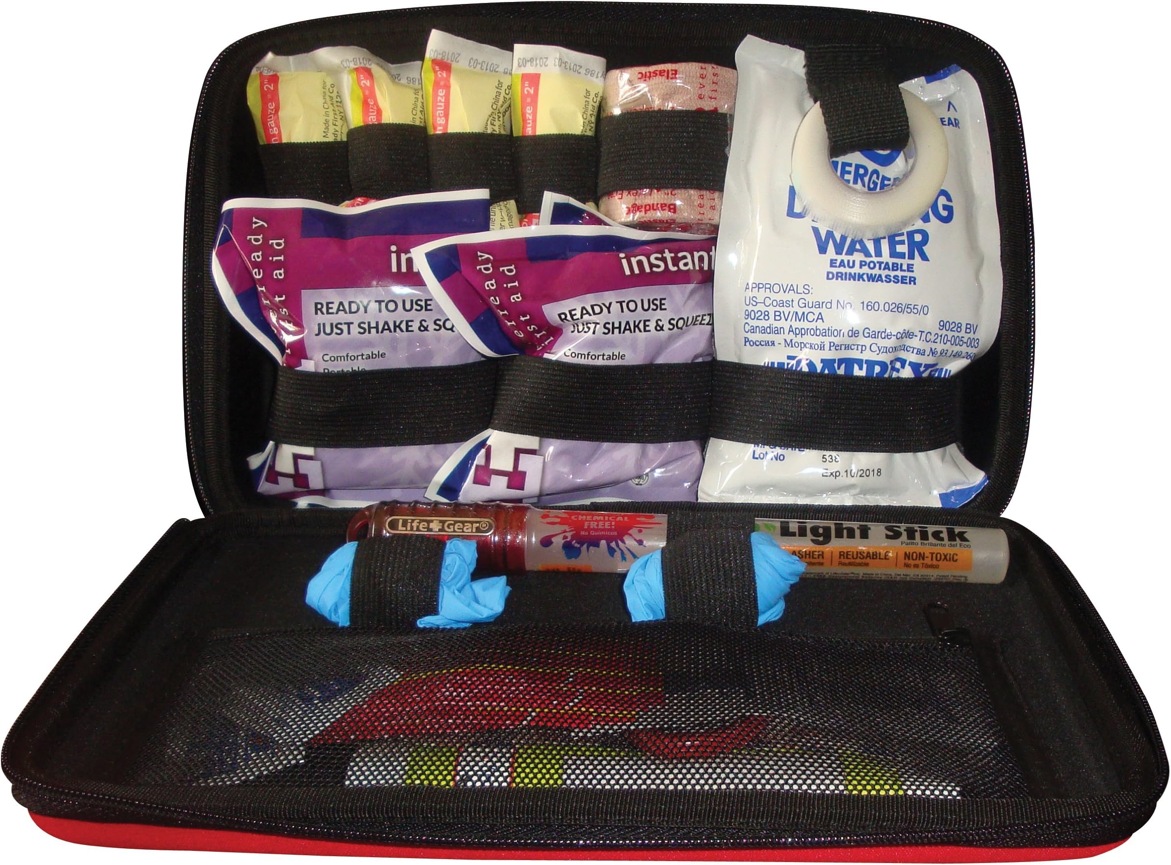 25 Piece First Aid Complete Kit - Hard EVA Foam with Zipper Medical Supplies Case for Car or Automotive, Travel, Office, Home, School, Emergency, Survival, Camping, Hunting and Sports