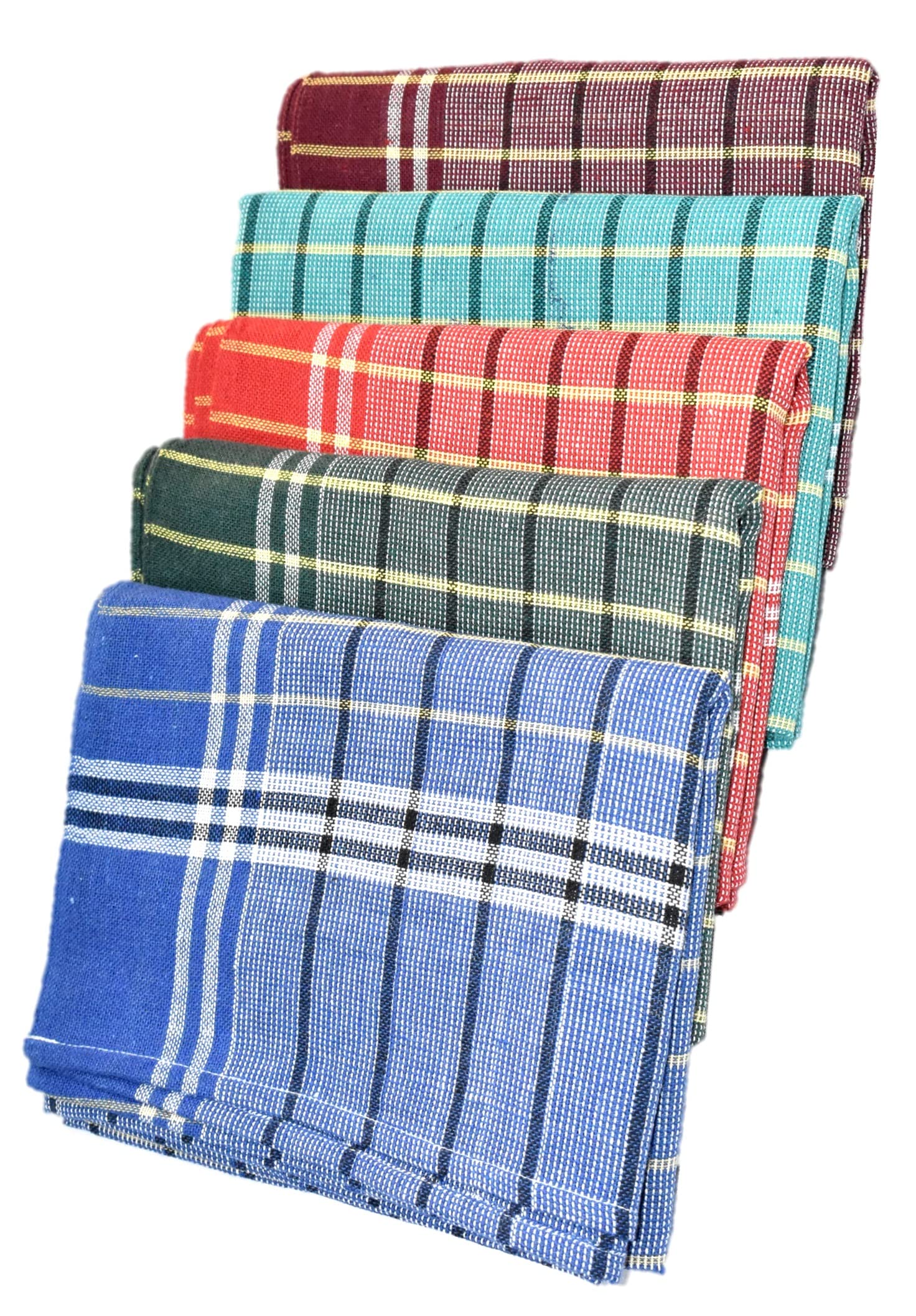TUNI MANI Twin Thread (Eralai) Cotton BathTowel/Multicolour/Size: 30" x 60" inches (Pack of 5)-image-30