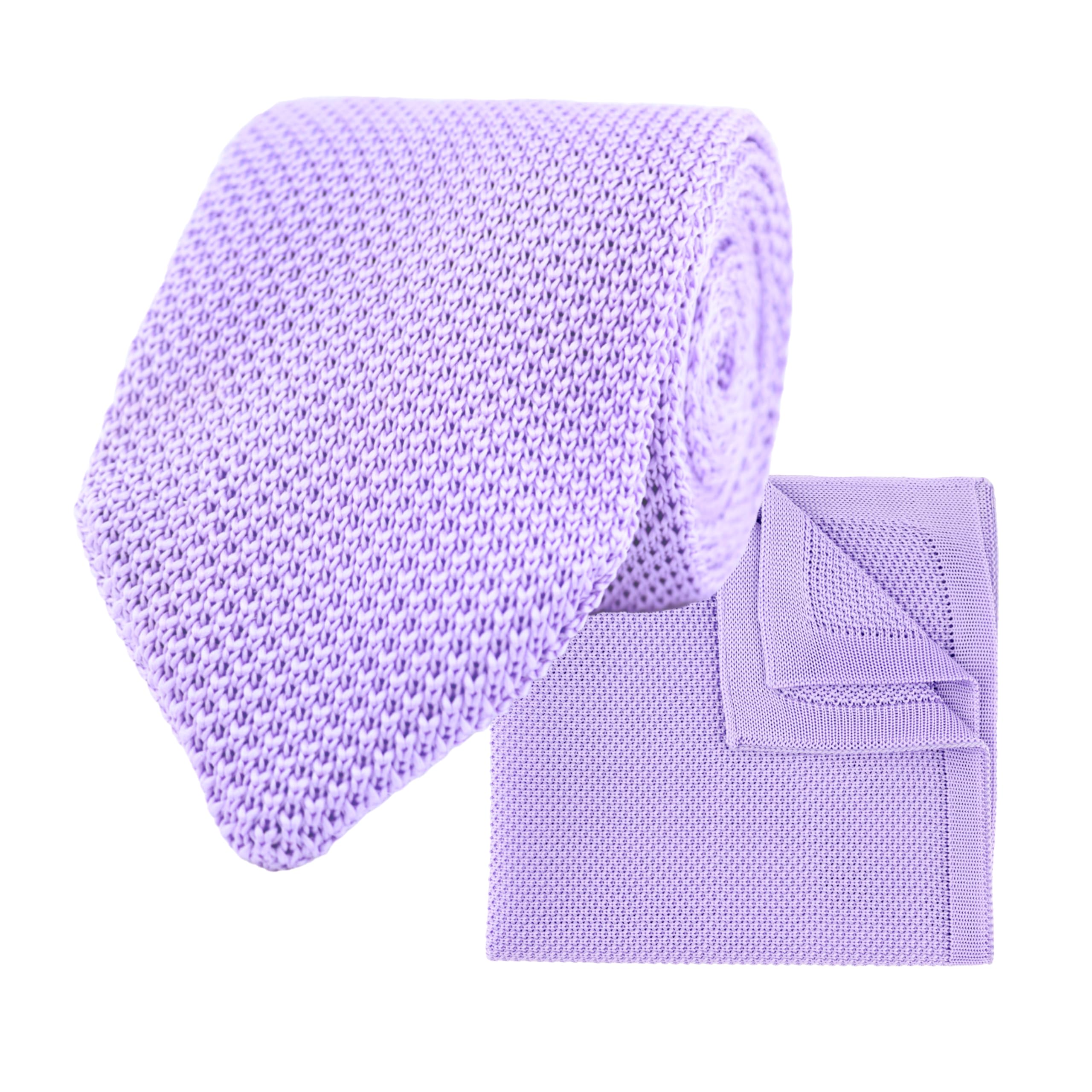 The Gents Lab Pastel Purple 100% Polyester Diamond End Knitted Tie & Pocket Square Sets - Many Colours (Pastel Purple)