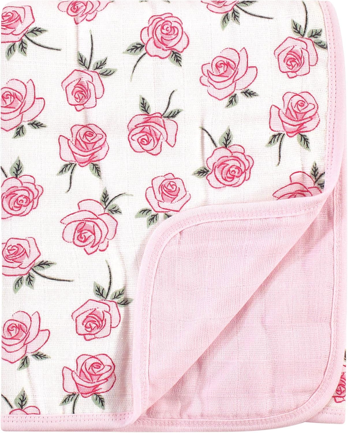 Little Treasure Unisex Baby Cotton Muslin Tranquility Quilt Blanket, Rose, One Size