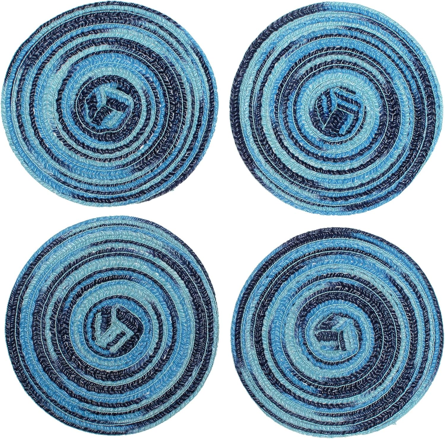 CAIT CHAPMAN HOME COLLECTION Multi-Color Braided Woven Fabric Placemats (12"x18" Oval Placemat, Rainbow)