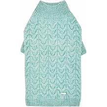 Blueberry Pet 2023 New Classic Fuzzy Textured Knit Pullover Turtle-Neck Dog Sweater in Heathered Jade, Back Length 14", Pack of 1 Clothes for Dogs