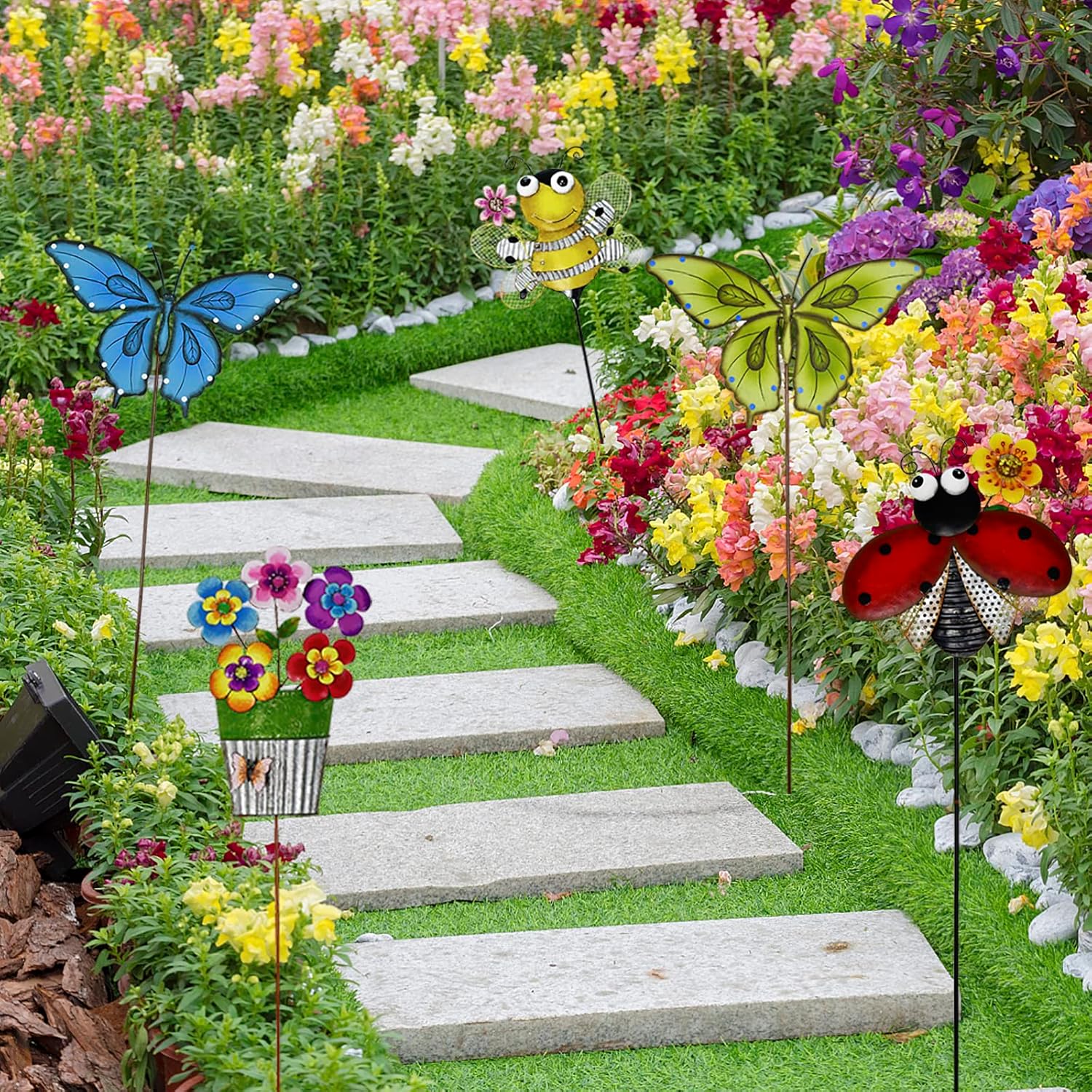 Estacas De Metal Para Jardín - Pack De 2 Decoraciones Para Césped, Patio O Macetas