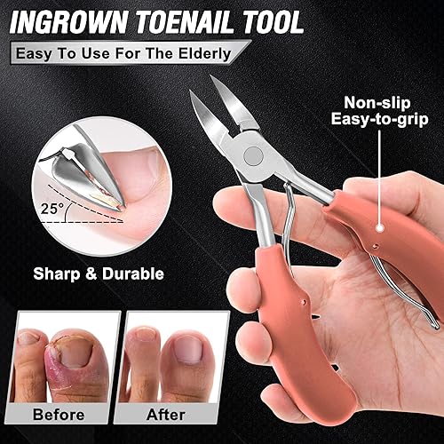 Miniatura 21 de Cortaúñas gruesas para adultos mayores, cortaúñas gruesas para adultos, con mango largo, cortaúñas grandes para uñas gruesas, 7 unidades Negro