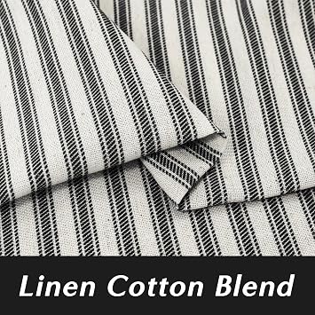Lino Rosa Black Striped Bathroom Window Curtains