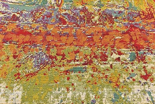 Miniatura 12 de Unique Loom - Alfombra colección de círculos abstractos, de transición para interiores y exteriores, beige, Polipropileno, Azul (multiblue)