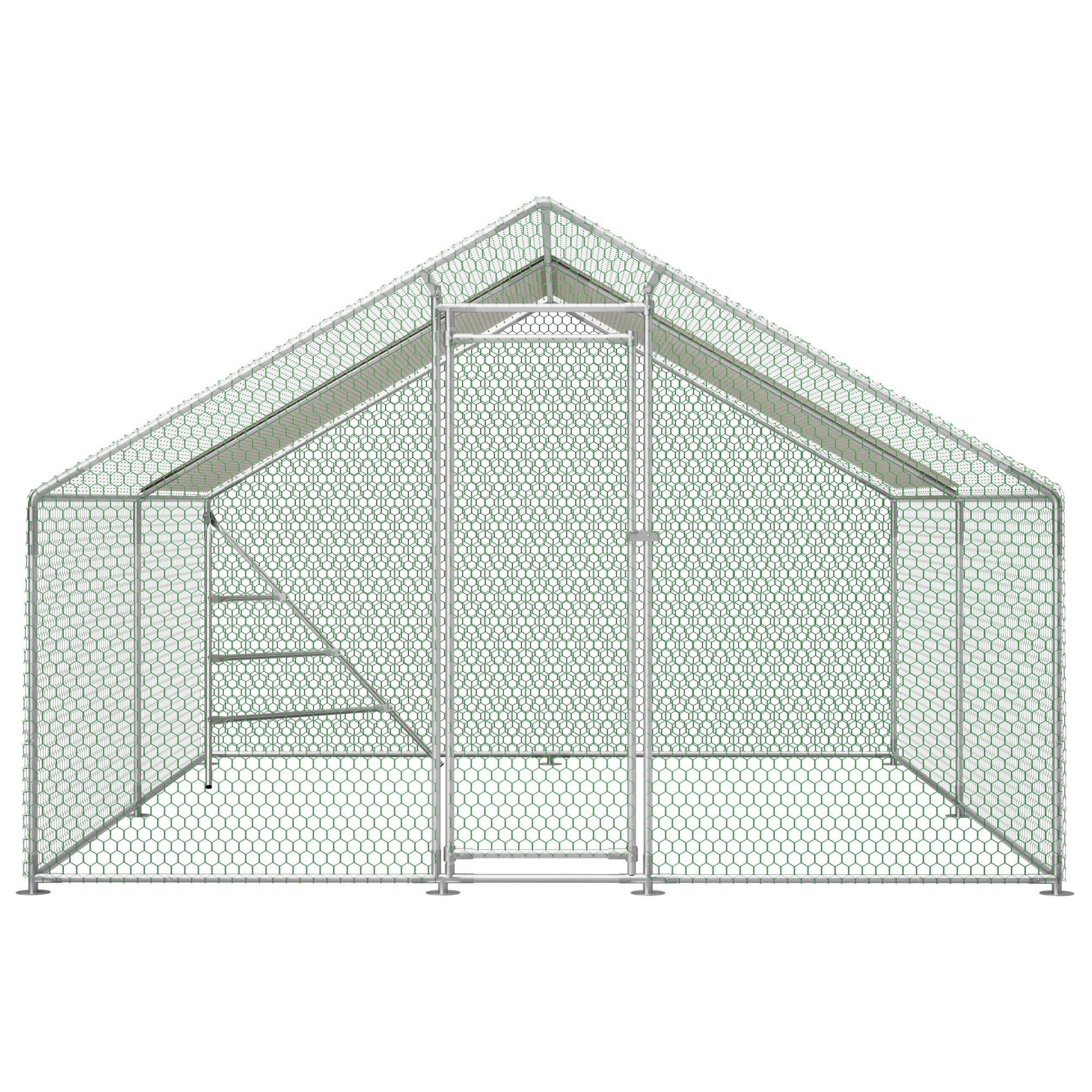 Aviario metálico de 3x4 m con Estructura de Escalada integrada, Techo y Cerradura de Seguridad. Gallinero Resistente a la Intemperie con un Amplio Corral para Animales pequeños y Aves de Corral.