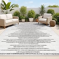 JONATHAN Y Zolak Berber Stripe Geometric Outdoor Rug 5x8 Ivory/Black - Indoor/Outdoor, Pet-Friendly, Stain-Resistant, Non-Shedding