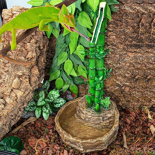 Miniatura 8 de REPTIZOO Fuente de agua para reptiles, dispensador automático de agua, altura ajustable, 2 en 1, gotero de agua para plantas de bambú, para