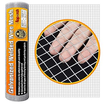 40cm x 100cm (15.7x 39.3 ?) Hardware Cloth 1/2 Inch Square Galvanized Chicken Wire Welded Fence Mesh Roll Raised Garden Bed Plant Supports, for Rabbit Wire, Poultry Fencing, Snake Fence