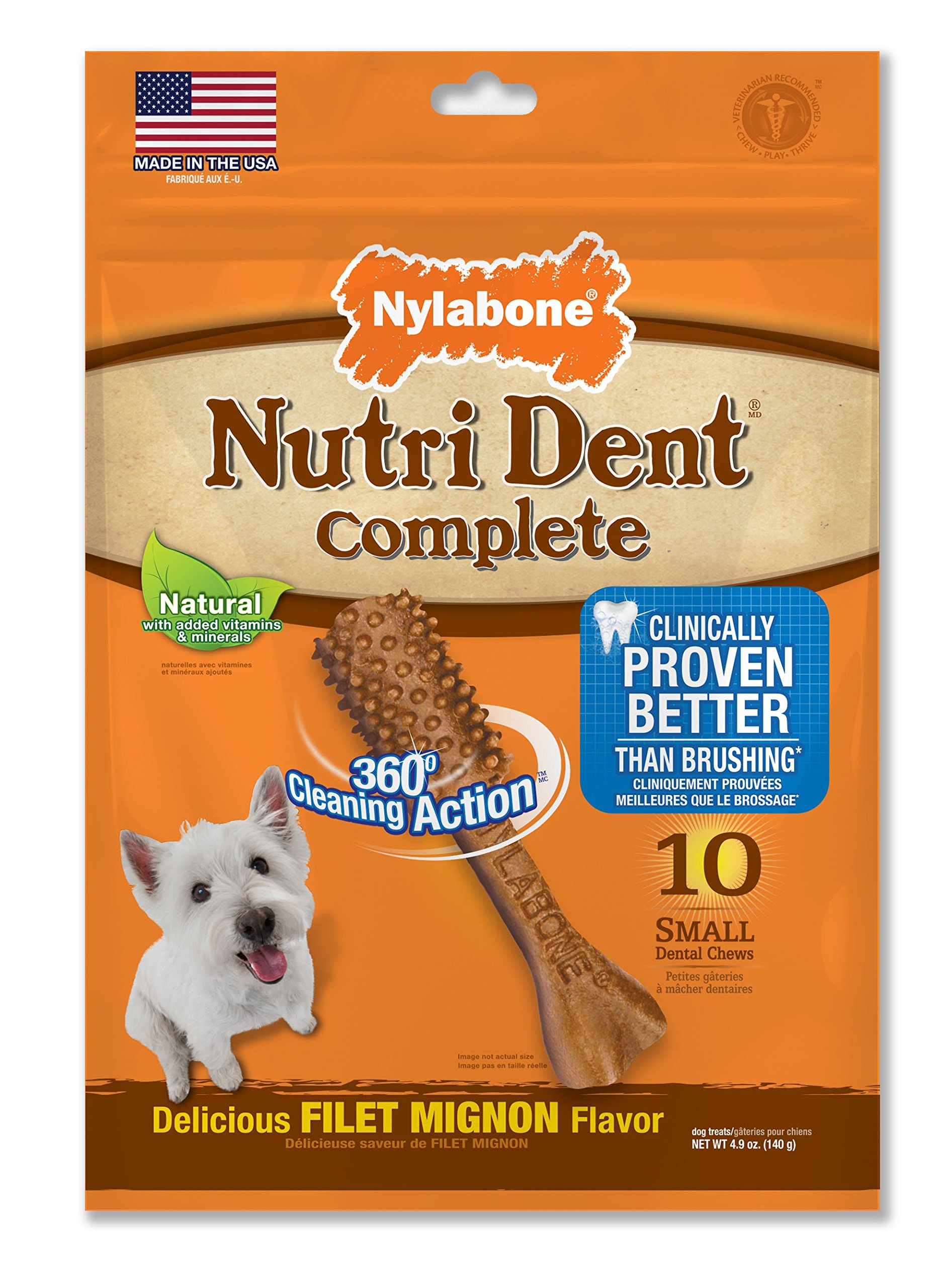 Nylabone Nutri Dent Complete Adult Filet Mignon Small 10ct