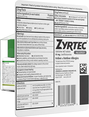 Miniatura 7 de Zyrtec Tabletas de alivio de alergias las 24 horas - 10 mg, 90 unidades