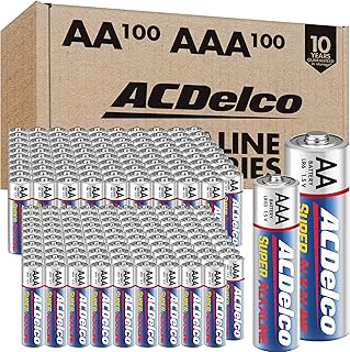 ACDelco AA and AAA 200-Count Combo Pack Super Alkaline Batteries, 100-Count Each, 10-Year Shelf Life, Reclosable Packaging