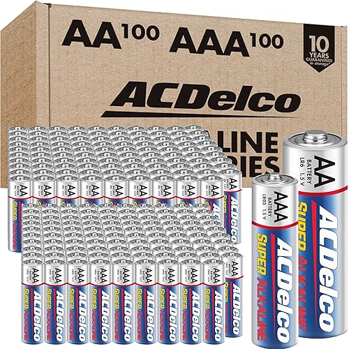 Powermax ACDelco AA and AAA 200-Count Combo Pack Super Alkaline Batteries, 100-Count Each, 10-Year Shelf Life, Reclosable Packaging