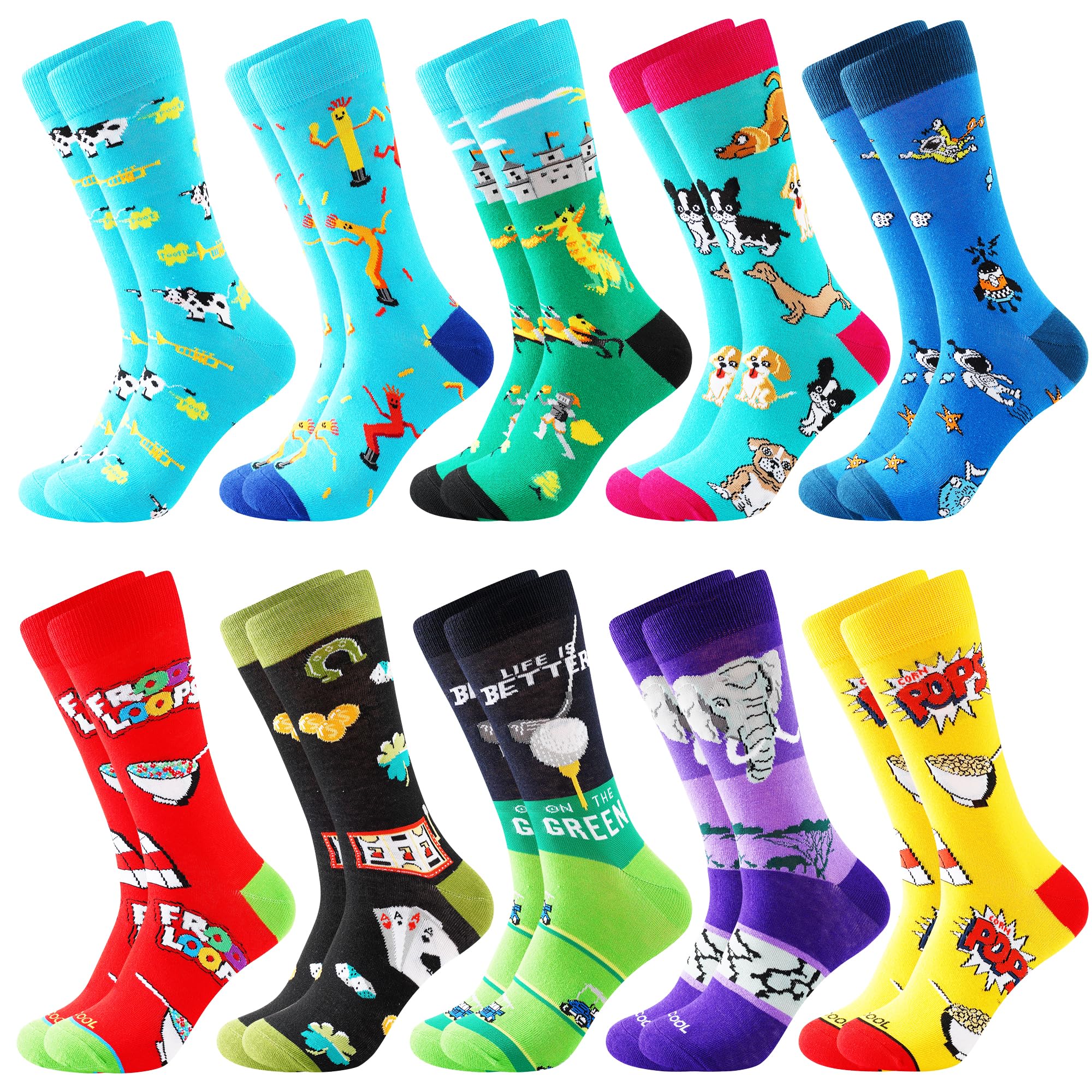 Bisousox Mens Dress Socks Funny Fun Colorful Crazy Funky Crew