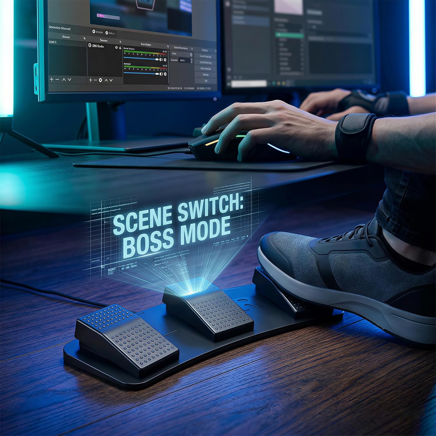 Hoffnugshween USB Foot Pedal:3-key PC Switch Control Keyboard Actions HID Programmable Shortcuts Custom Combinations Hotkeys for Gaming & Transcription Mouse Controller Button for PC Switch Computer