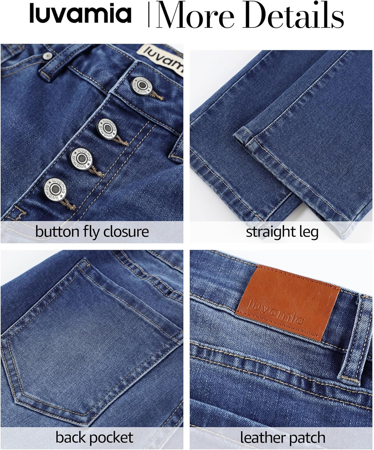 luvamia Straight Leg Jeans for Women High Waisted Trendy Button Fly Trouser Jeans Stretchy Denim Pants with Pockets - Image 6