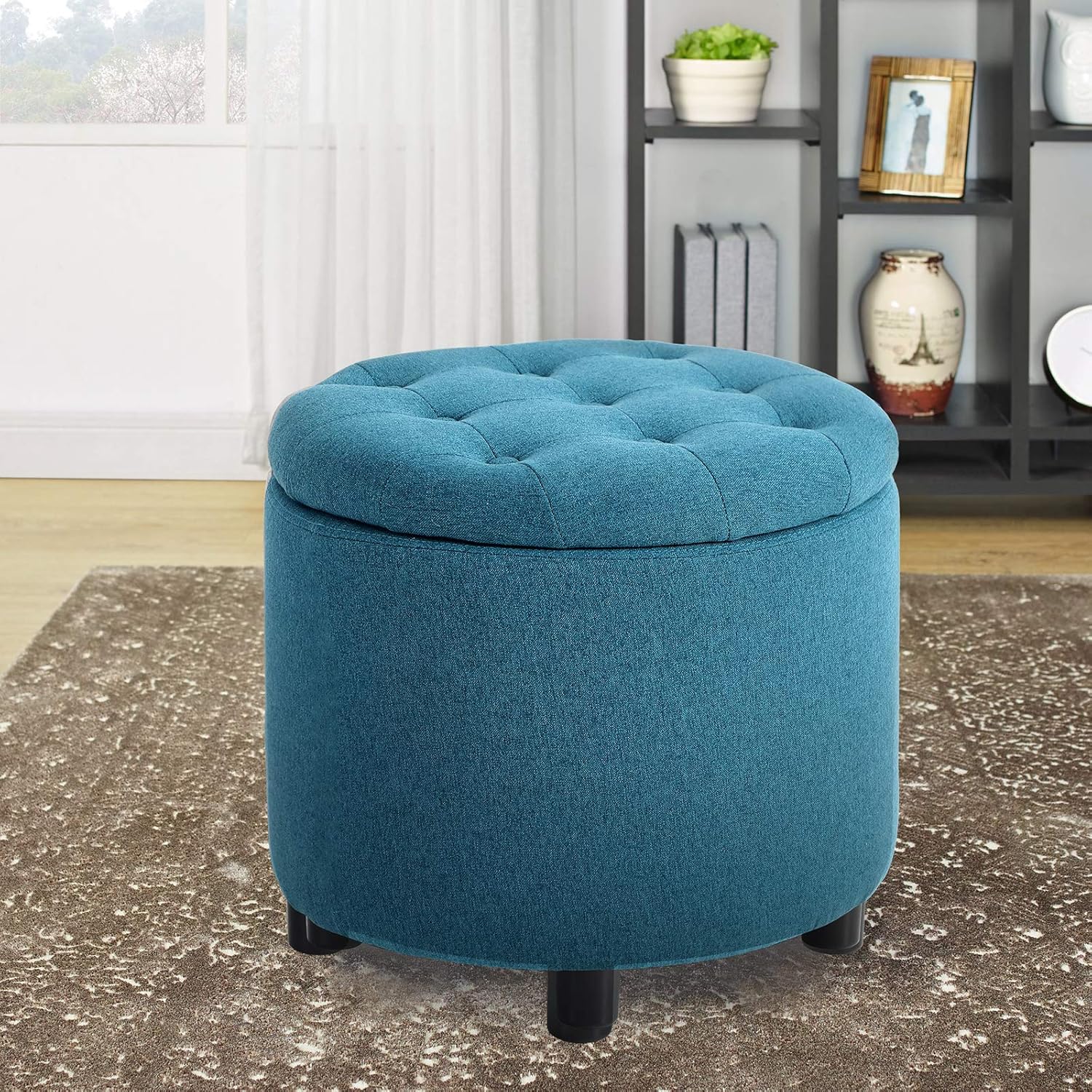 Round Storage Ottoman Foot Stool, Tufted Pouf Kenya Ubuy