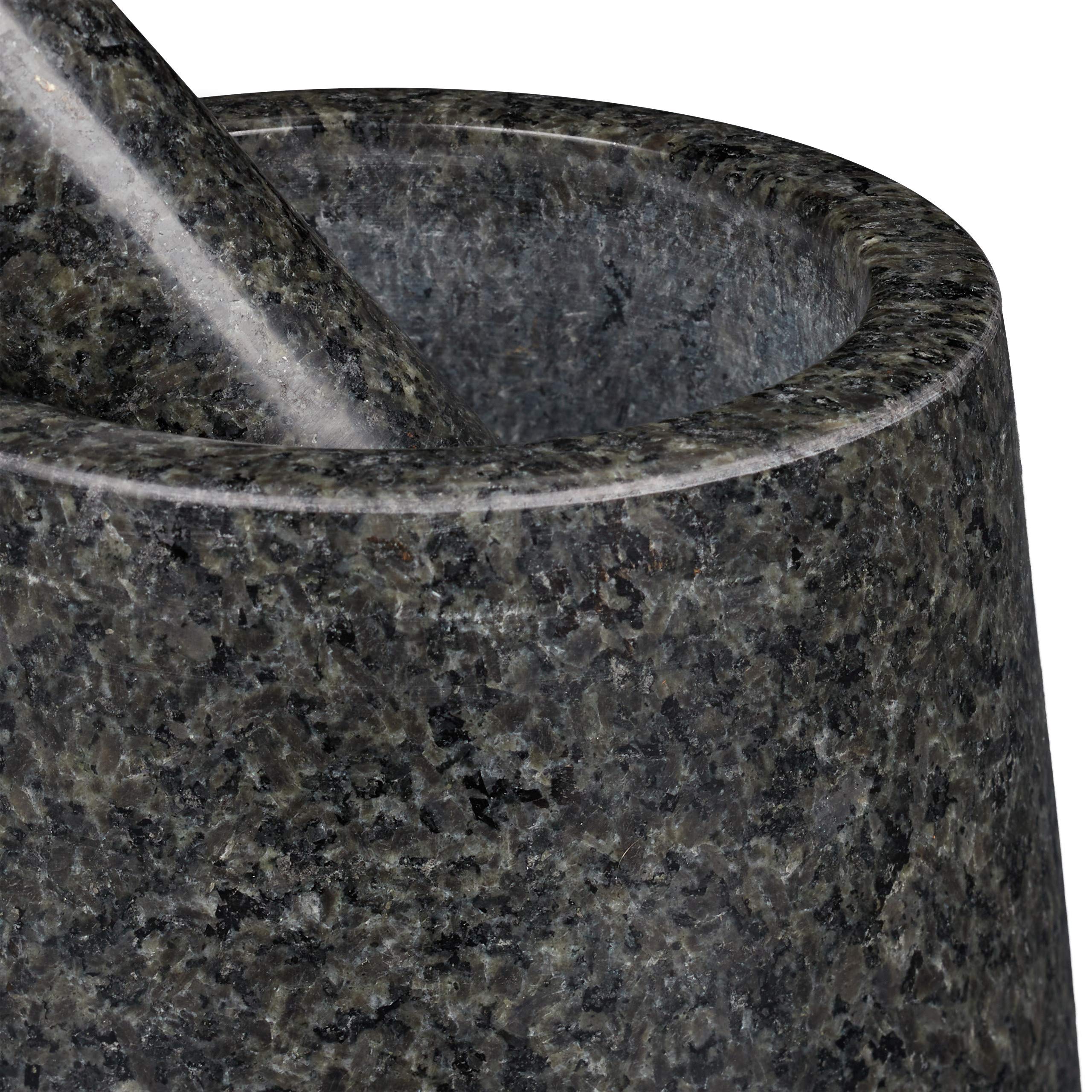 Relaxdays Moździerz granitowy polerowany 13,5 cm ciemnoszary do przypraw i ziół