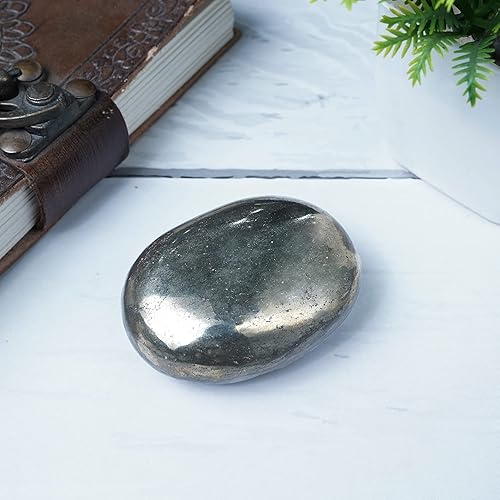 Miniatura 6 de Crocon Piedra de palma grande de pirita dorada de 1.969 in, más de 900 quilates, piedras de preocupación de masaje de bolsillo para equilibrio