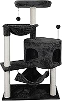 Vista 10 de YUNIQUE Árbol para gatos de 39.4 pulgadas con condominio para gatos y hamaca grande, beige