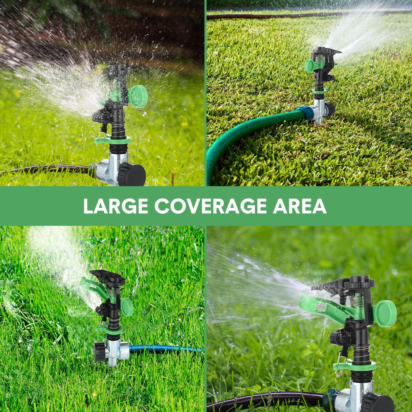 Irrigatori per giardino da cortile, irrigatore rotante automatico a 360 gradi con anello di arresto dell'acqua, irrigatori pulsanti rotanti regolabili per sistema di irrigazione erba terreno (24)