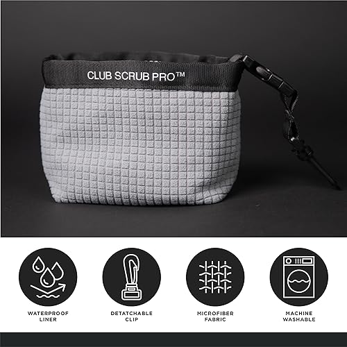 Miniatura 62 de Club Scrub Bolsa de limpieza para palos de golf y pelotas de golf, forro impermeable con tecnología de cara limpia, clip desmontable, lavable a Gris