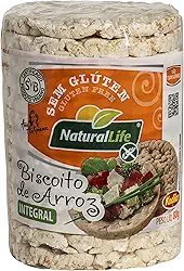 Biscoito de Arroz Integral Grande Natural Life - Sem Glúten - Vegano - 80g