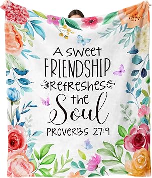Friendship Gifts for Women Friends, Christian Birthday Gifts for Best Friends Women, Religious Spiritual Gift for Friend, Inspirational Sweet Friendship with Bible Verse Throw Blanket 60"X50"