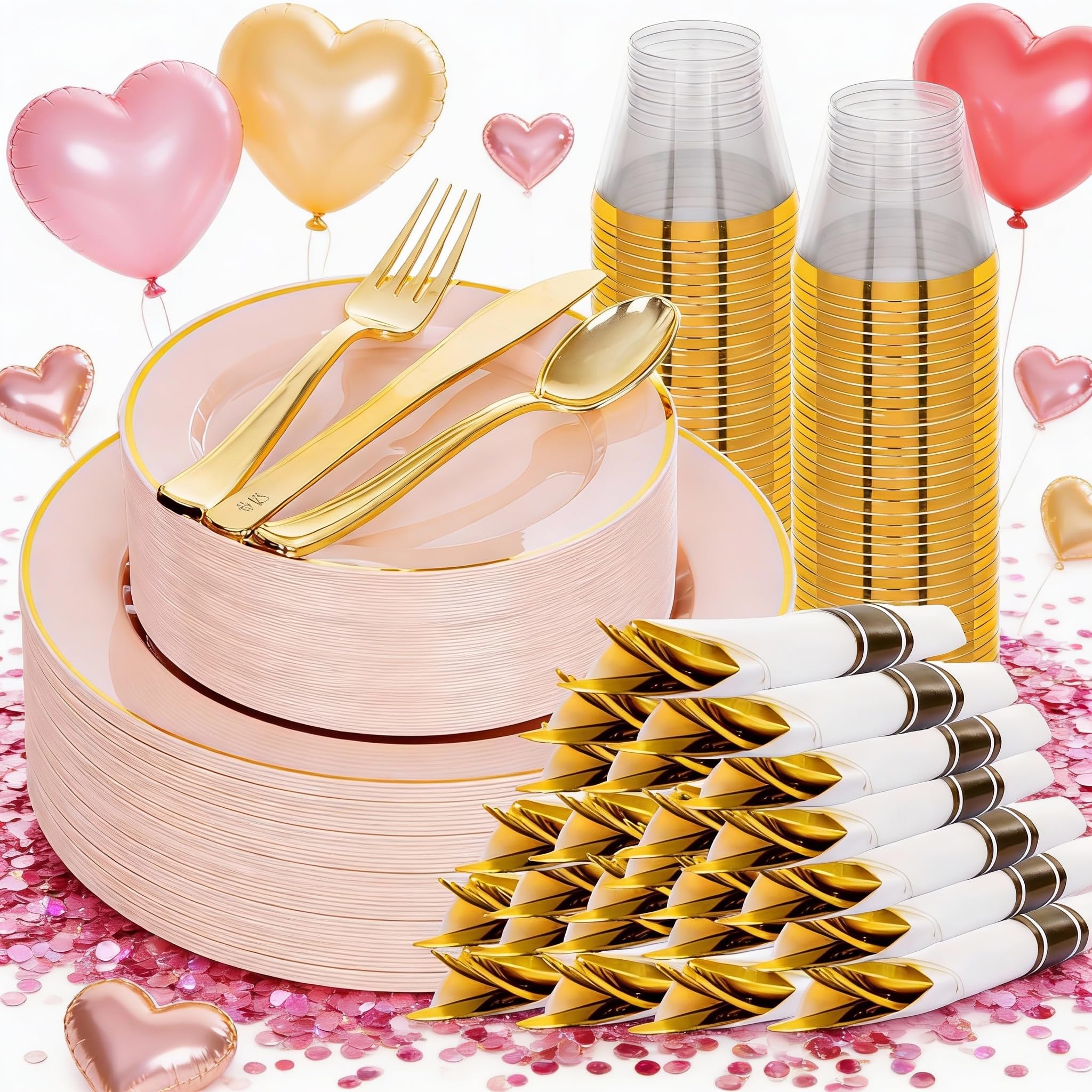 Gold & Clear Dinnerware Set - 350 Pcs for 50 Guests -15