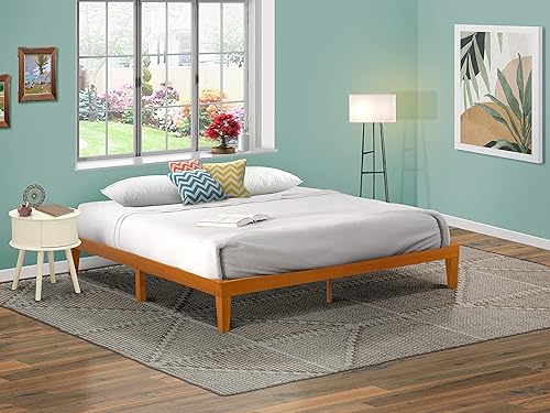 Miniatura 18 de East West Furniture DNP-23-F - Base de cama de plataforma de tamaño matrimonial con 4 patas de madera maciza y 2 patas centrales adicionales,