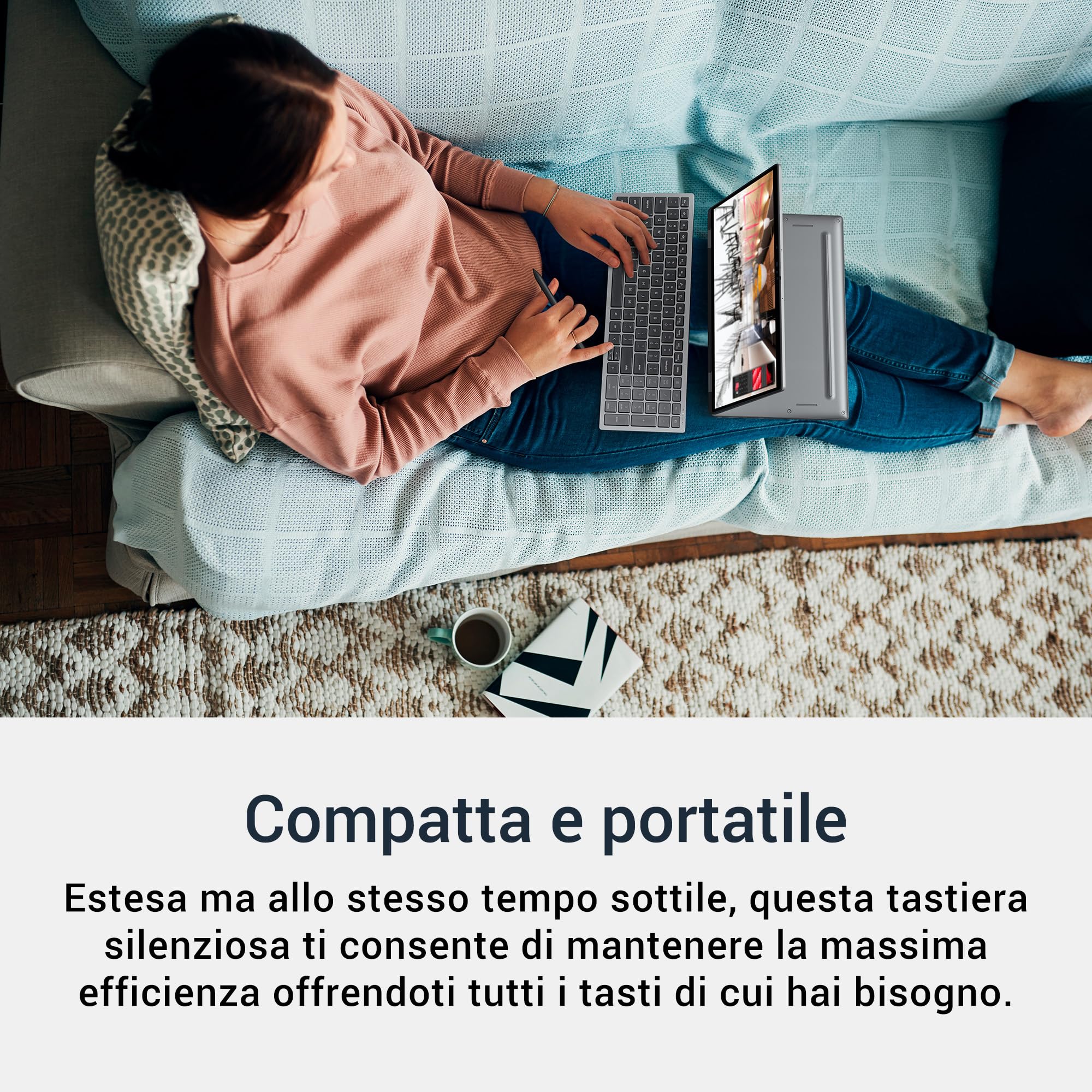 Dell KB740 Tastiera Compatta Senza Fili Multi-Device – QWERTY, Bluetooth 5.0 e RF 2.4 GHz, Tasti Programmabili, Crittografia AES-128, Batteria 36 Mesi, Windows, Mac, Linux, ChromeOS e Android, Gray