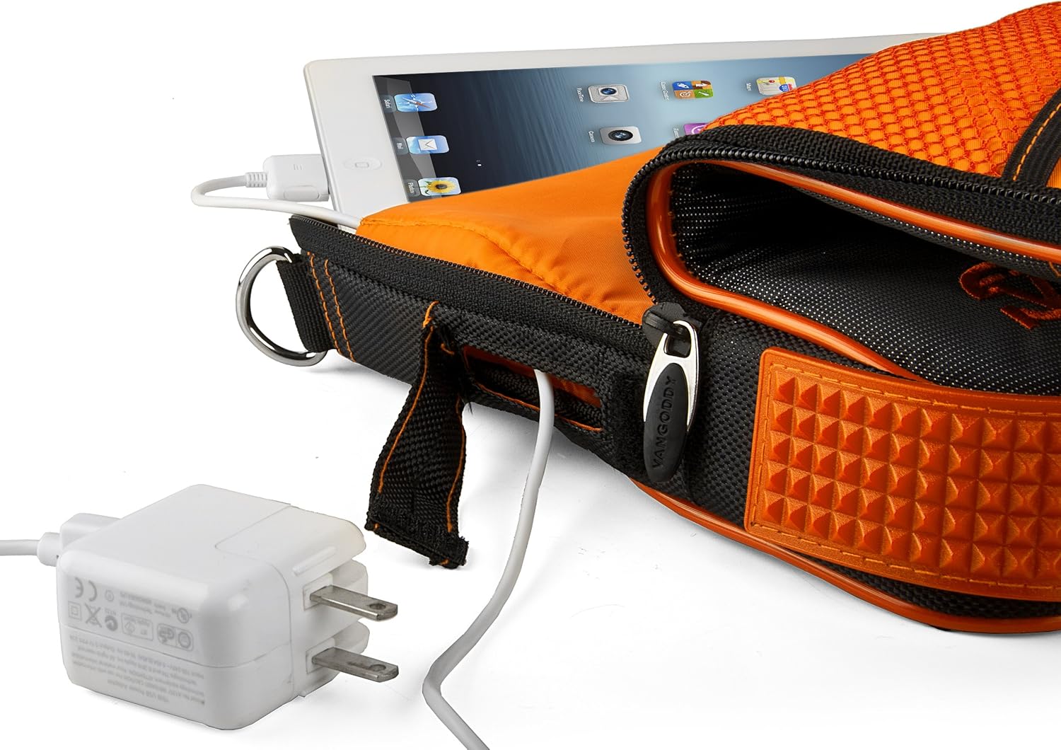 Vangoddy Pindar Sling – BLACK NEON ORANGE Pro Deluxe Shoulder Messenger Carrying Bag for Yoga 2 11' inch Windows Laptop