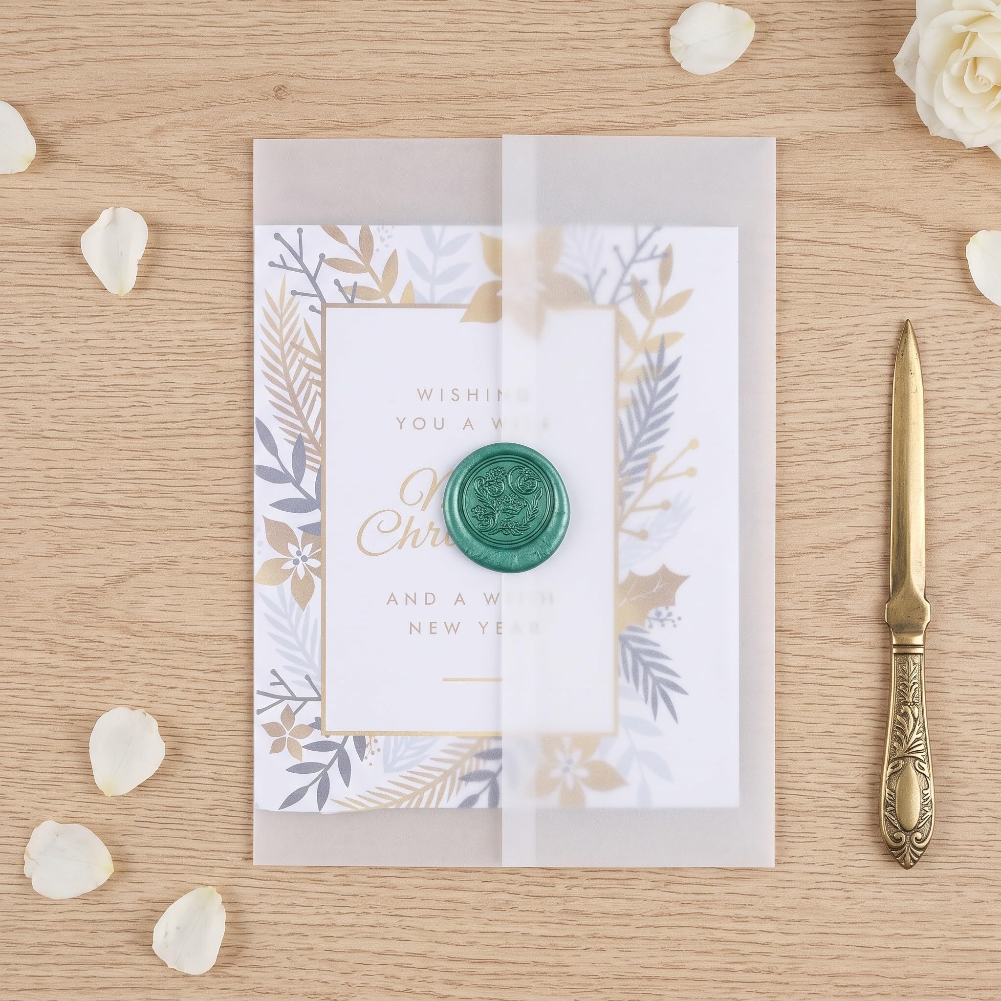 100 buste per inviti di matrimonio: involucri di carta pre-piegati - copertine eleganti per biglietti da 8,3x6" - porta lettere trasparenti per feste di compleanno e balli di fine anno.