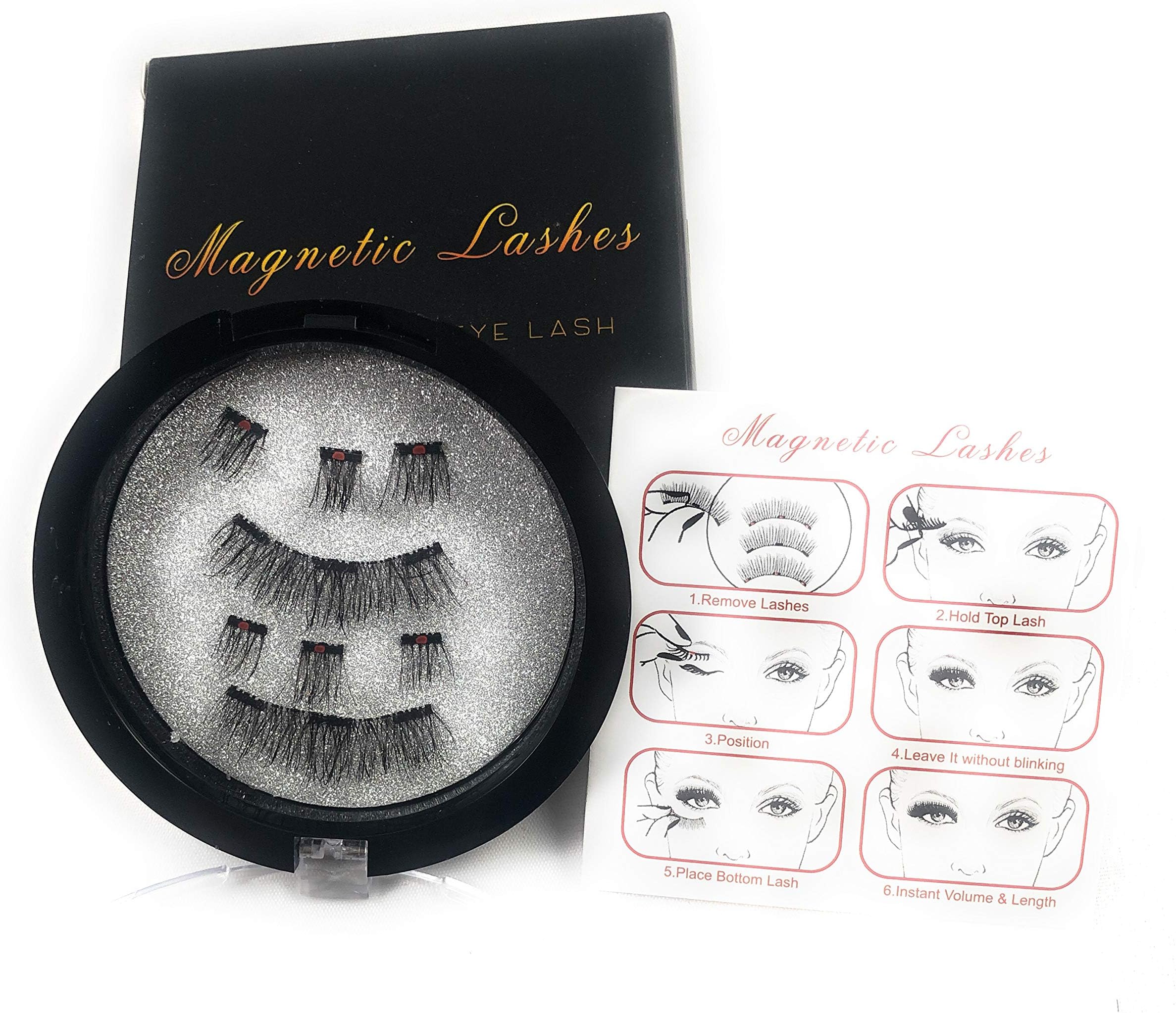 Triple Magnetic False Eyelashes | The Newest and Best Triple Magnet Lash Extension | Reusable Crisscross Eyelash | 8 Pieces No Glue Easy to Apply