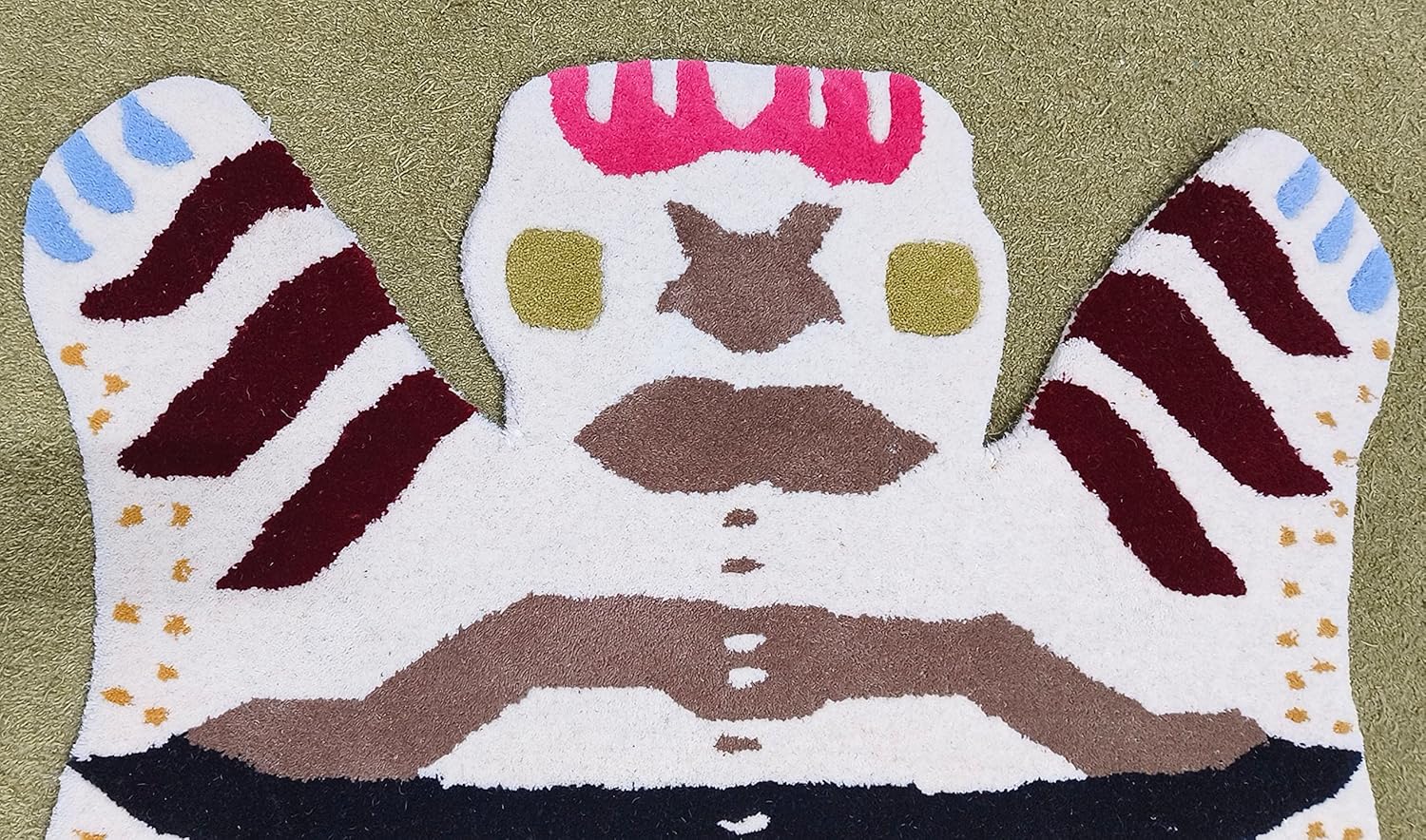 Tiger Rugs 3x5 Feet 100% Woolen Tibetan Rugs Handmade Tufted for Room Bedroom Living Room Kitchen Doormat by Modern Carpet (2X3 Feet)