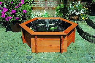 Promadino Raised Hexagon Garden Solar Pond Set with Solar Powered Water Pump Fountain & includes pond liner