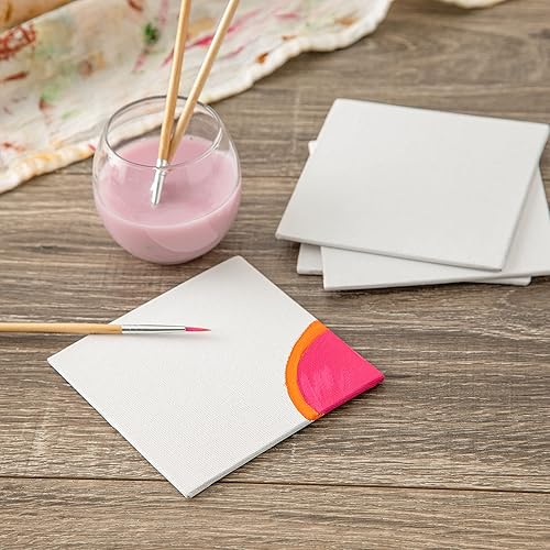 Artist's Loft - 4 paneles de lona de algodón sin ácidos para pintura, acrílico y óleos, 4 unidades de 4 x 4 pulgadas, color blanco, 1 paquete