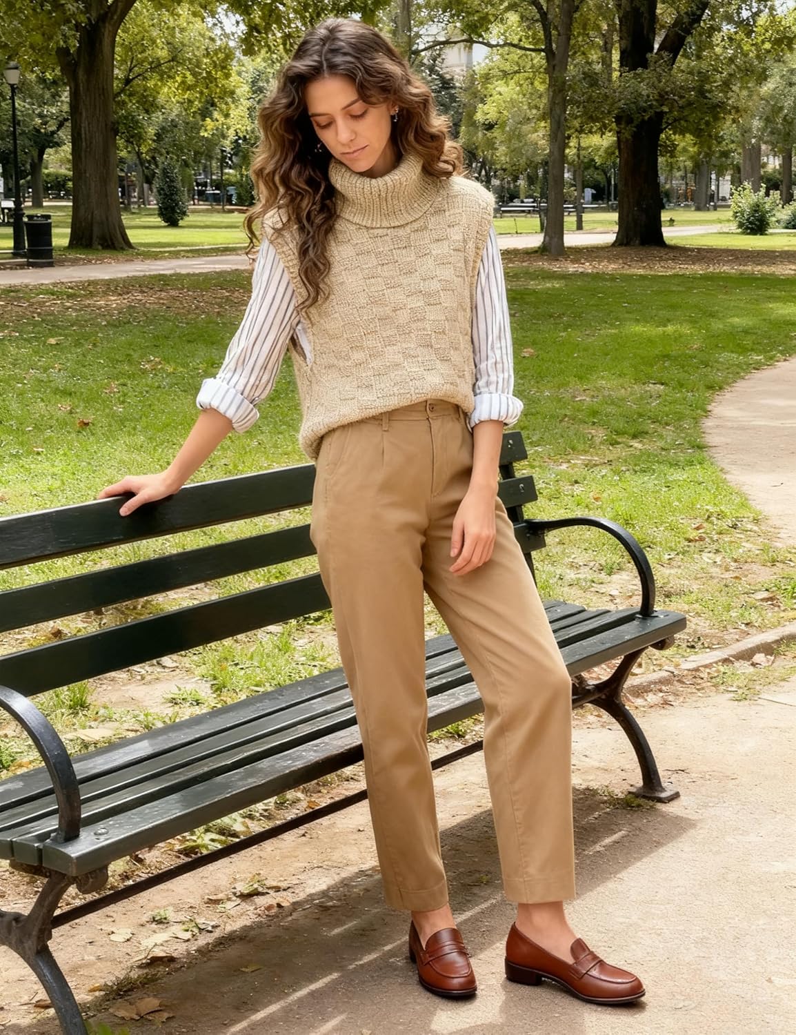 Huaqiao Womens Turtleneck Sweater Vest Sleeveless Pullover Knit Tank Tops Loose Solid Color Knitwear - Image 2